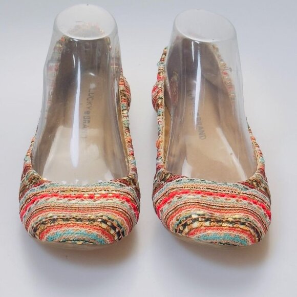 LUCKY BRAND Women's Multicolor Woven Fabric Ballet Flats Cushioned Size 8M/38 - Picture 2 of 13